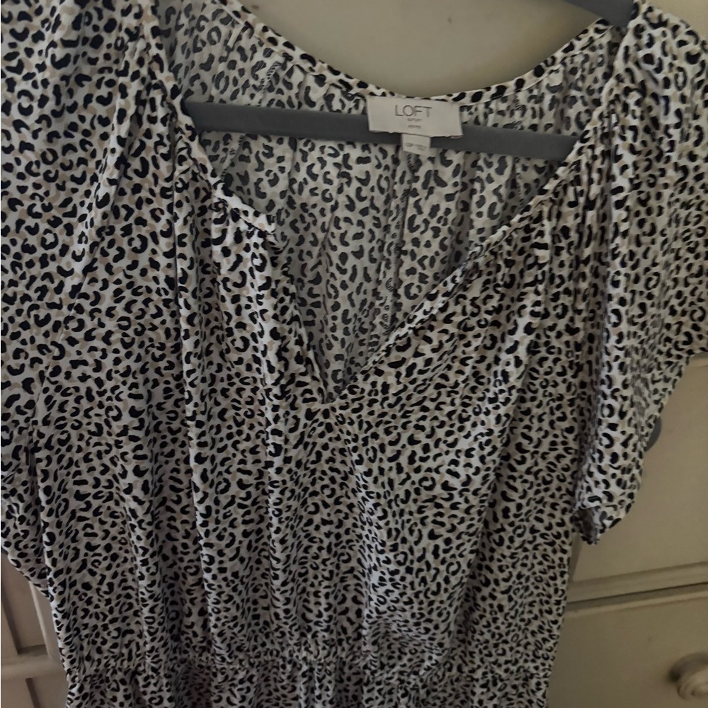 LOFT Outlet Petite Leopard Print dress - Black & Cream - Picture 5 of 5